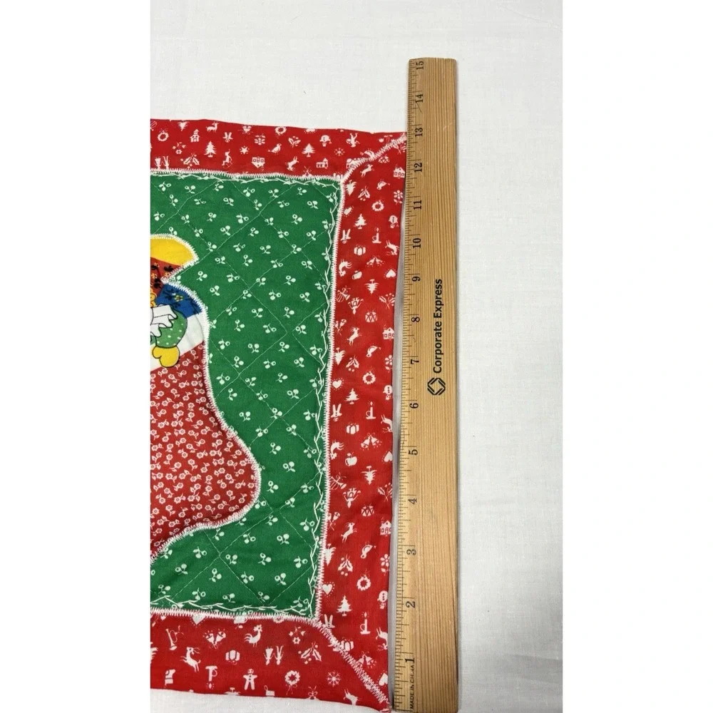 Vintage Handmade Quilted Christmas Wall Hanging‎ Stocking with Clown Appliqué